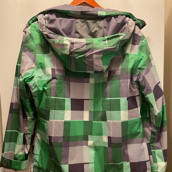 Core Powder Room 5000mm Green & Grey Zip Up Checker Ski/Snowboard Jacket - Picture 3 of 6